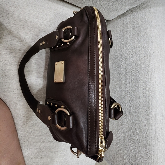 Euc Rare Michael Kors Brown Leather Studded Shoulder Bag Purse c - Picture 12 of 13